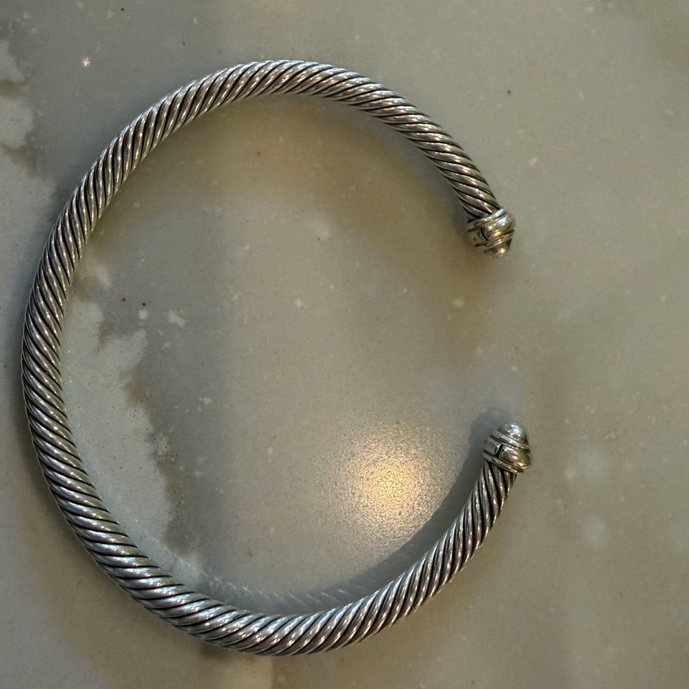 David Yurman Twisted Cable Cuff Bracelet in Silver Tone with 18K Gold accents